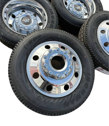 Brand New 19.5" OEM Forged Mirror Polished Alcoa Wheels with 225/70/19.5 Ironman Tires