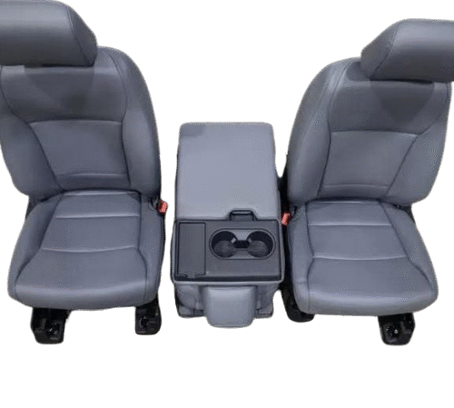 Ford Super Duty Front Bucket Seats Grey Vinyl Set with Jump Seat